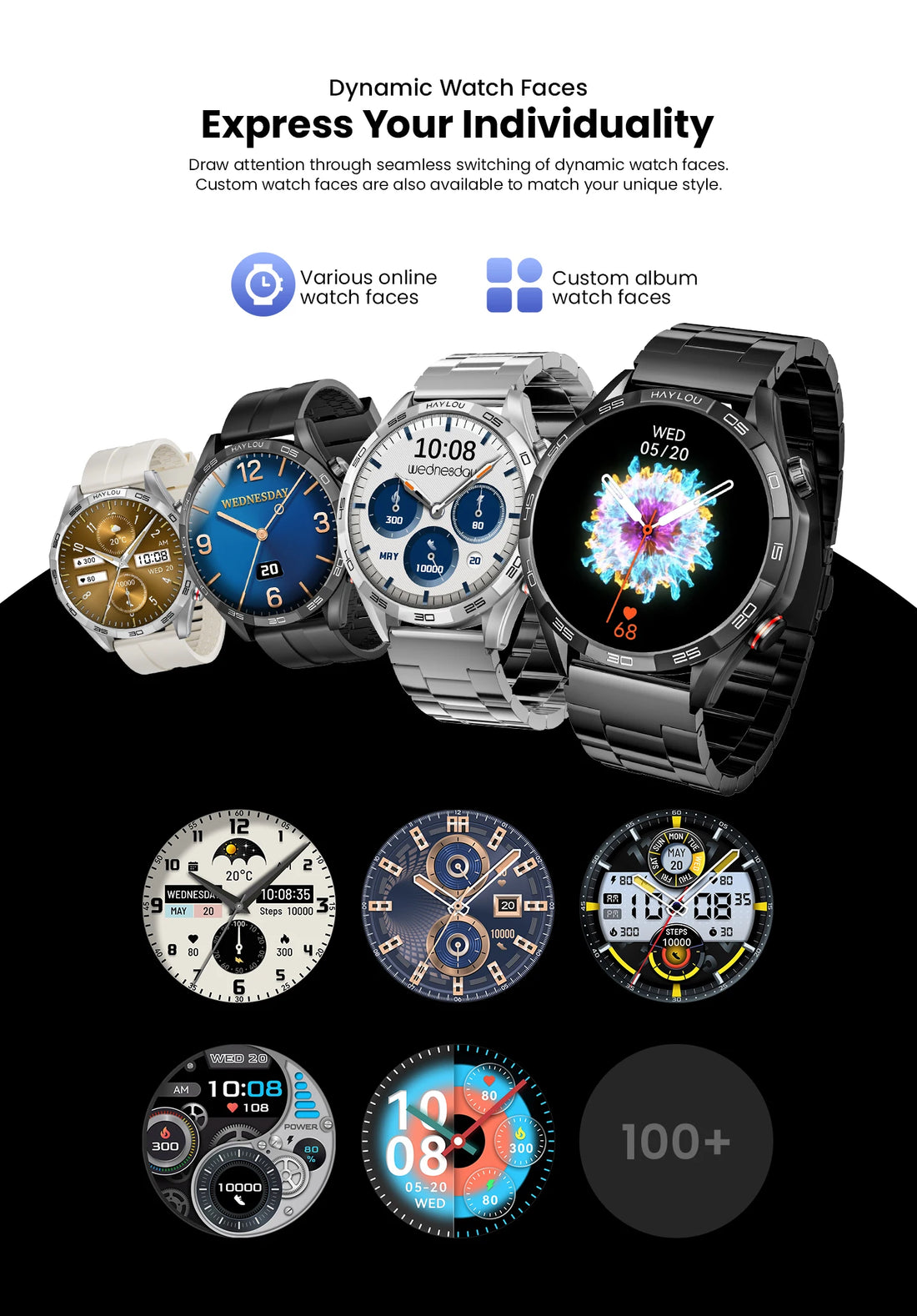 HAYLOU Solar 5 Smartwatch – 1.58" AMOLED, Voice Call, Health Tracker