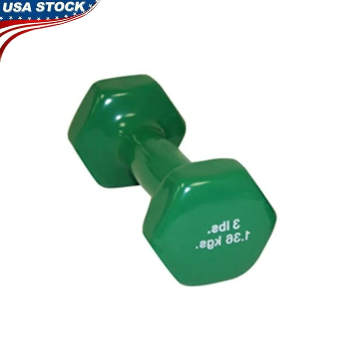 3 lb Vinyl Coated Dumbbell – Anti-Roll Fitness Weight