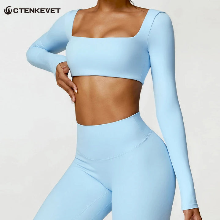 Women’s Long-Sleeve Sports Top – Yoga & Running Workout Shirt
