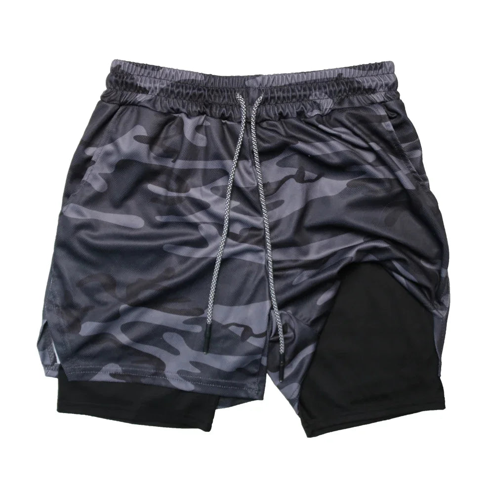 Men’s 2-in-1 Double Layer Fitness Shorts – Quick-Dry Workout Gear
