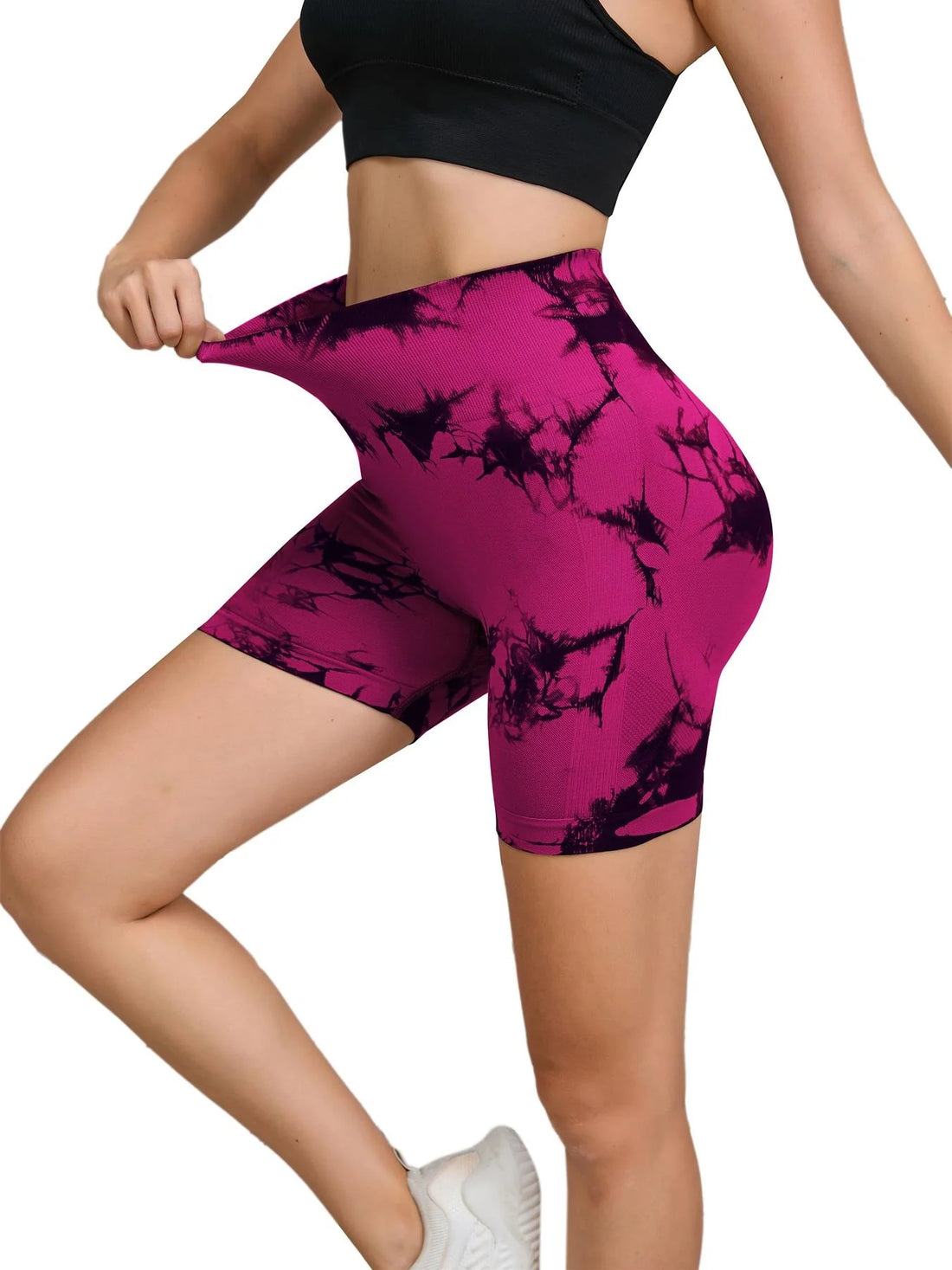 Tie-Dye Seamless High-Waist Yoga Shorts – Peach Lift