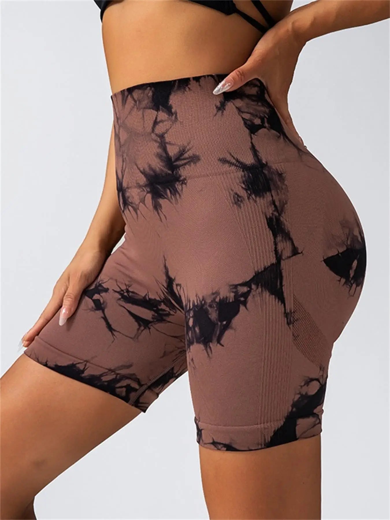 Tie-Dye Seamless High-Waist Yoga Shorts – Peach Lift