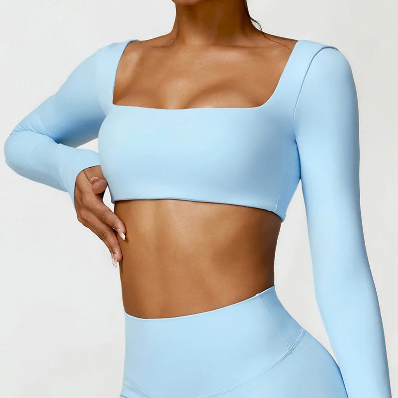 Women’s Long-Sleeve Sports Top – Yoga & Running Workout Shirt