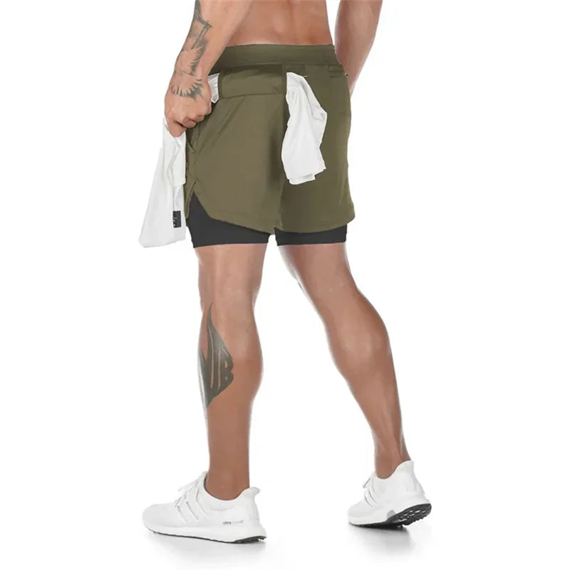 Men’s 2-in-1 Double Layer Fitness Shorts – Quick-Dry Workout Gear