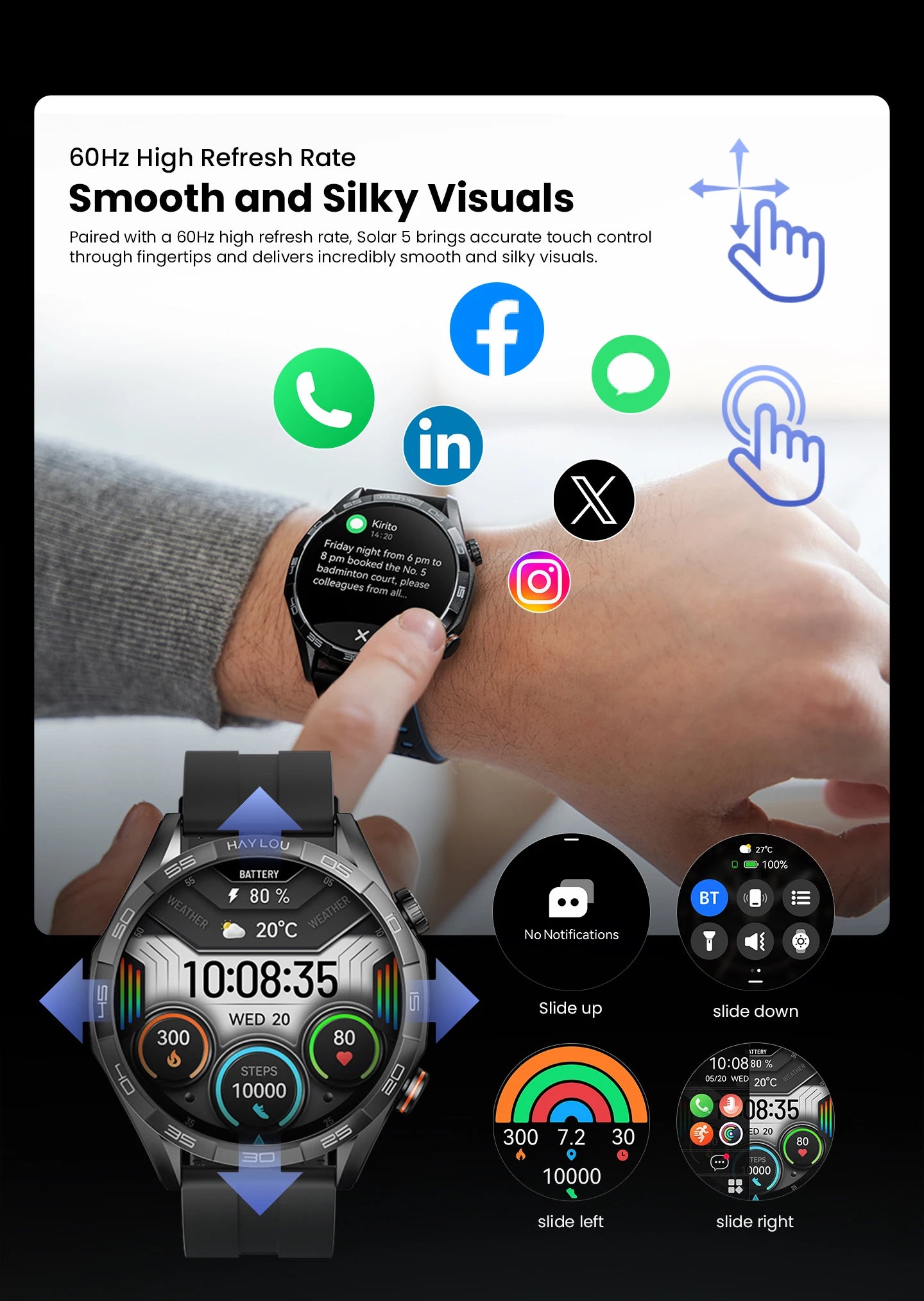 HAYLOU Solar 5 Smartwatch – 1.58" AMOLED, Voice Call, Health Tracker