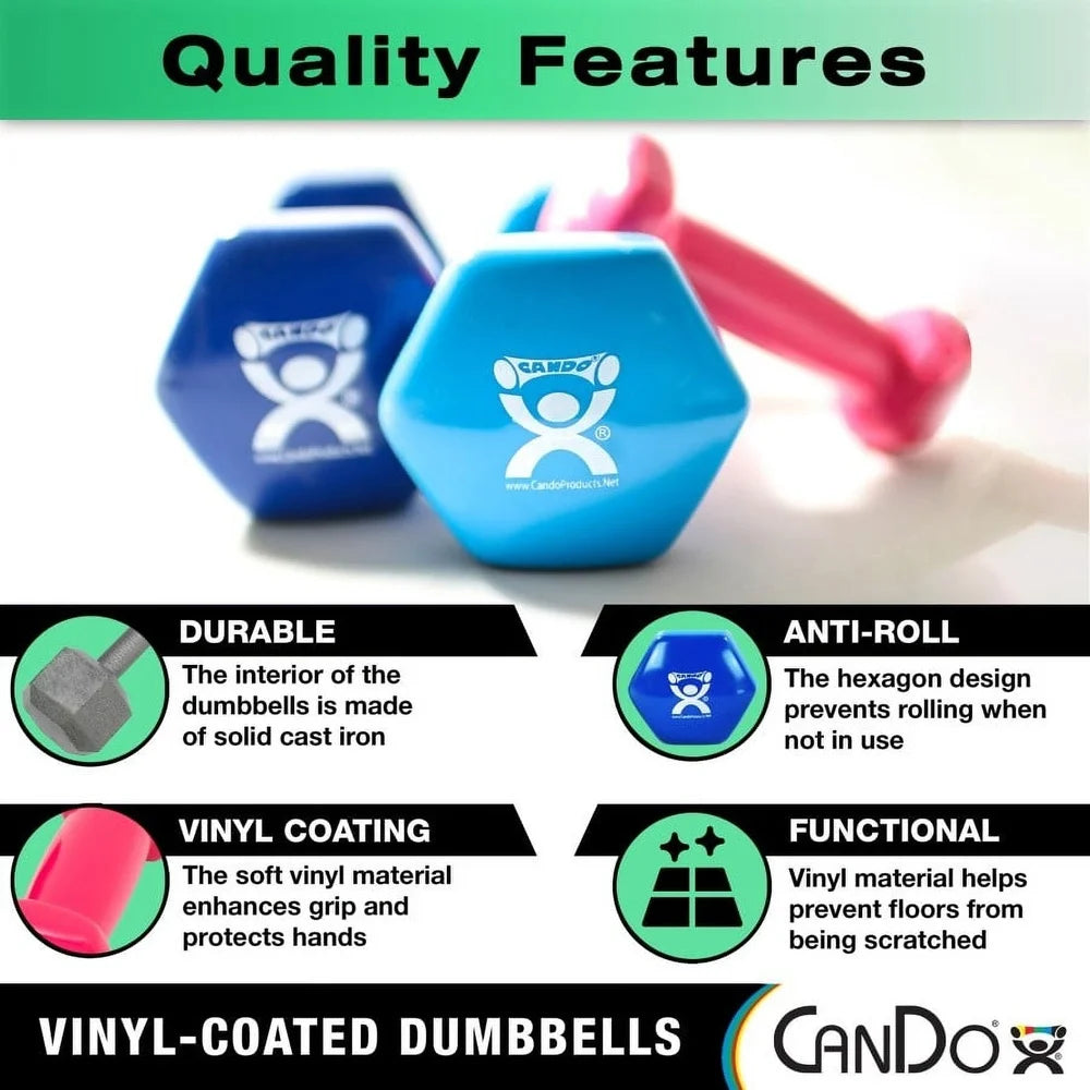 3 lb Vinyl Coated Dumbbell – Anti-Roll Fitness Weight