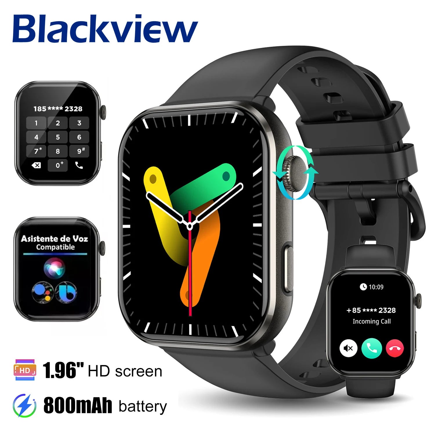 Blackview R60 Smartwatch – 1.96" AMOLED, Bluetooth Call, Health Tracker