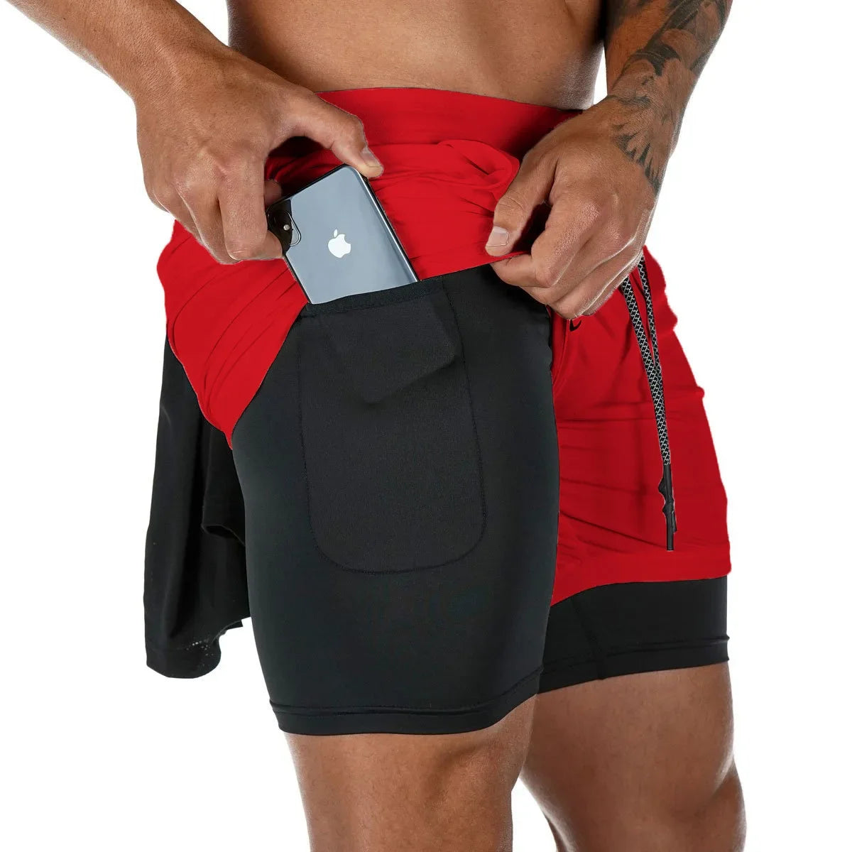 Men’s 2-in-1 Double Layer Fitness Shorts – Quick-Dry Workout Gear