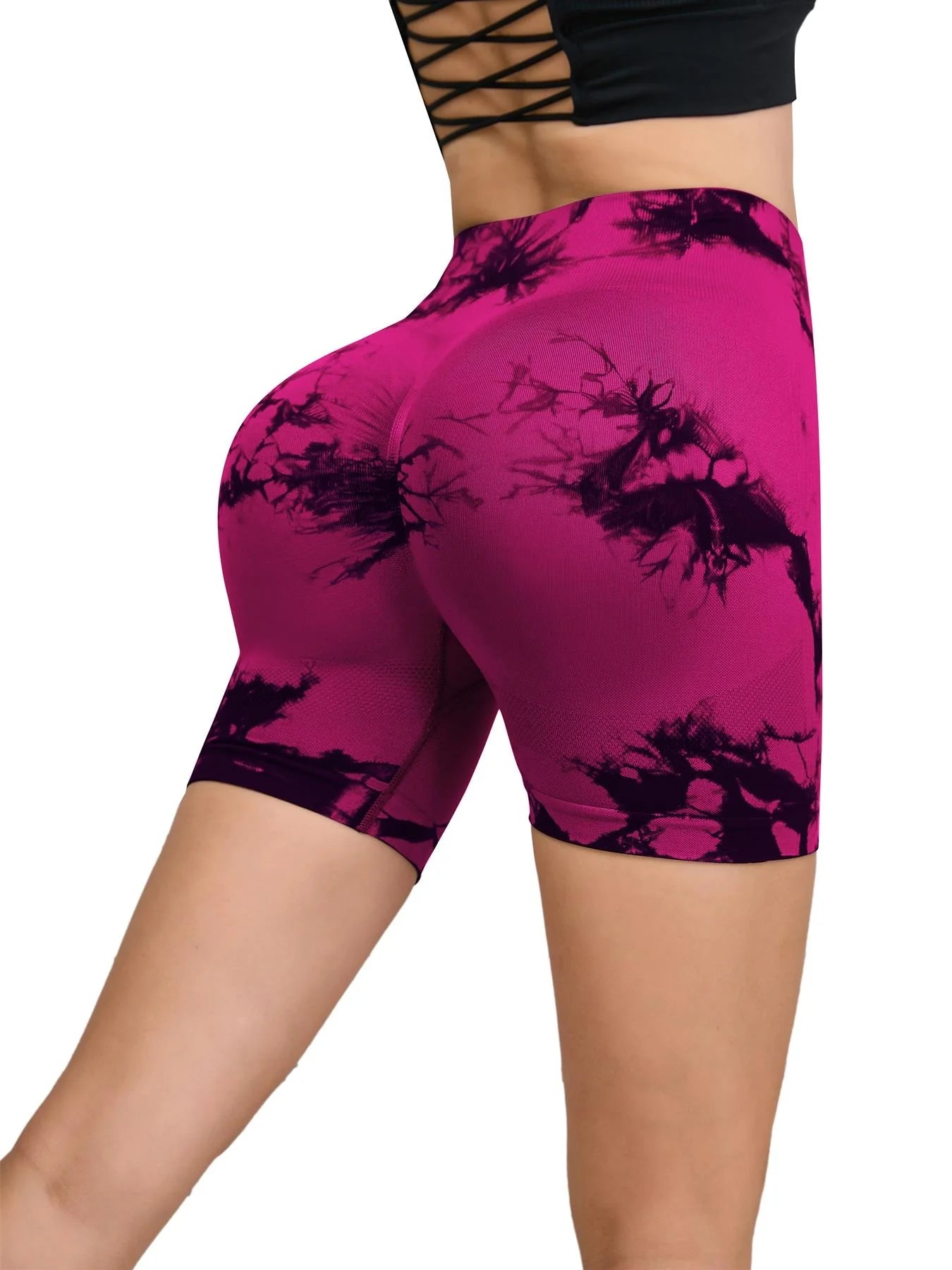 Tie-Dye Seamless High-Waist Yoga Shorts – Peach Lift