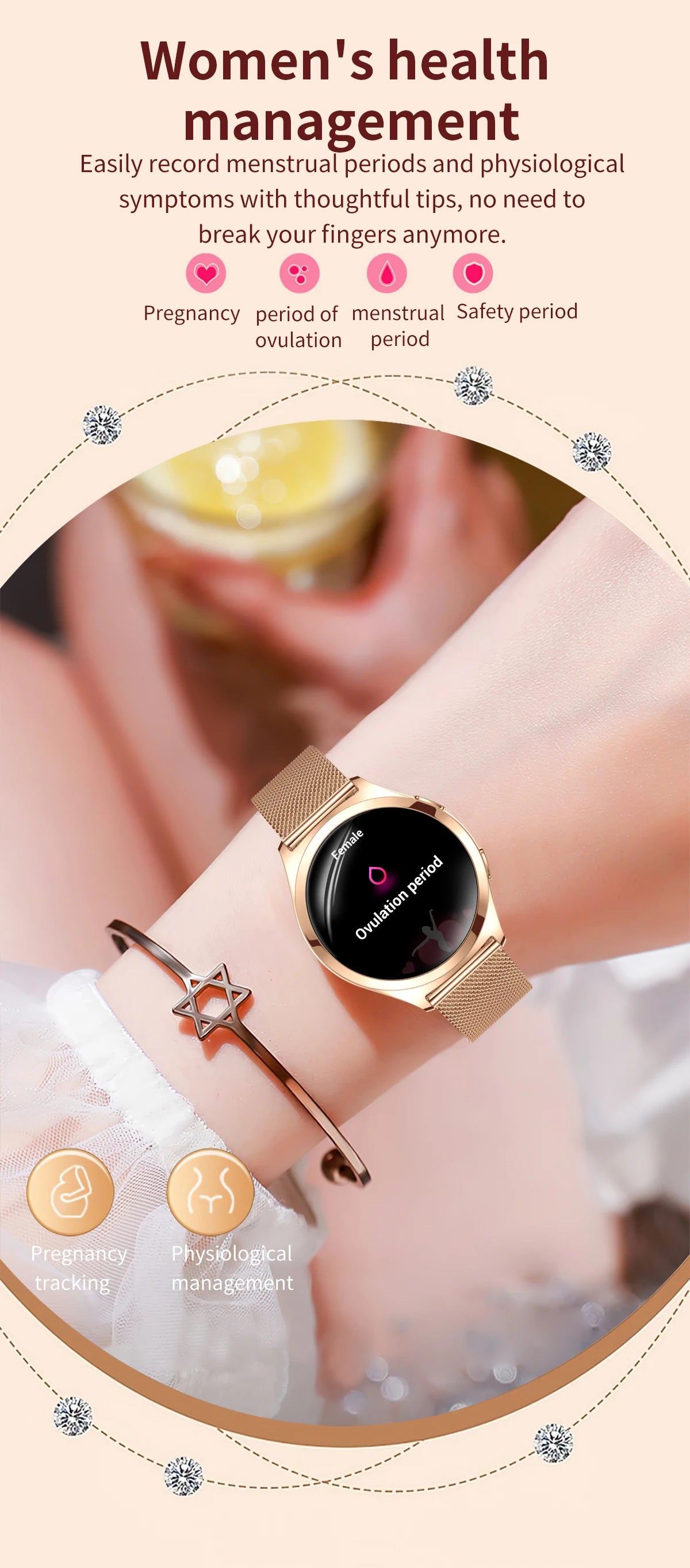 Ladies’ Bluetooth Smartwatch – Health & Outdoor Sports Tracker